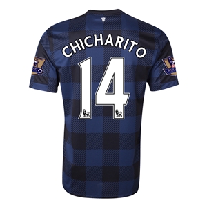 13-14 Manchester United #14 CHICHARITO Away Black Jersey Shirt - Click Image to Close